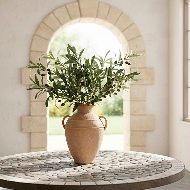 Vintage Roman Resin Vase Rustic Terracotta (26x23x33cmH)