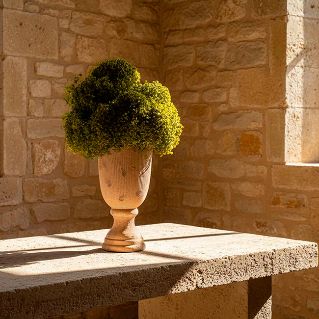 Antique Resin Urn Vase Rustic Brown (25.5x47cmH)