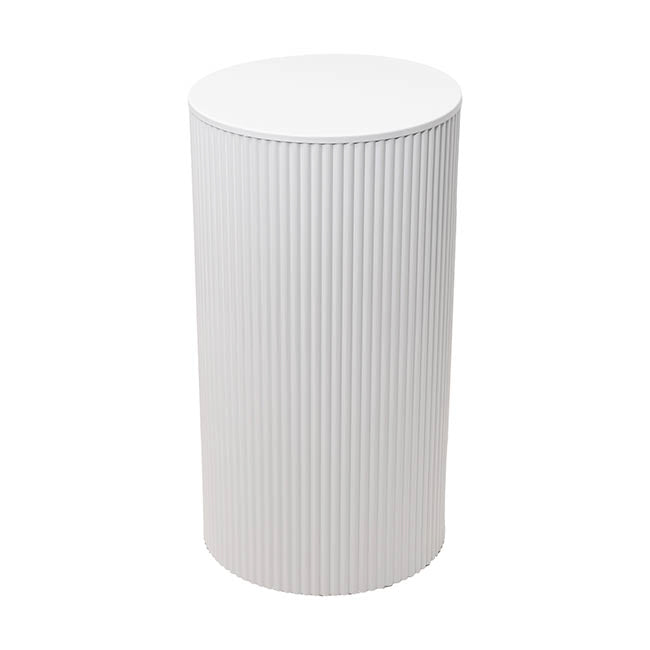 Ripple Plinth Round Metal Set 3 White (45/50/60cmH)