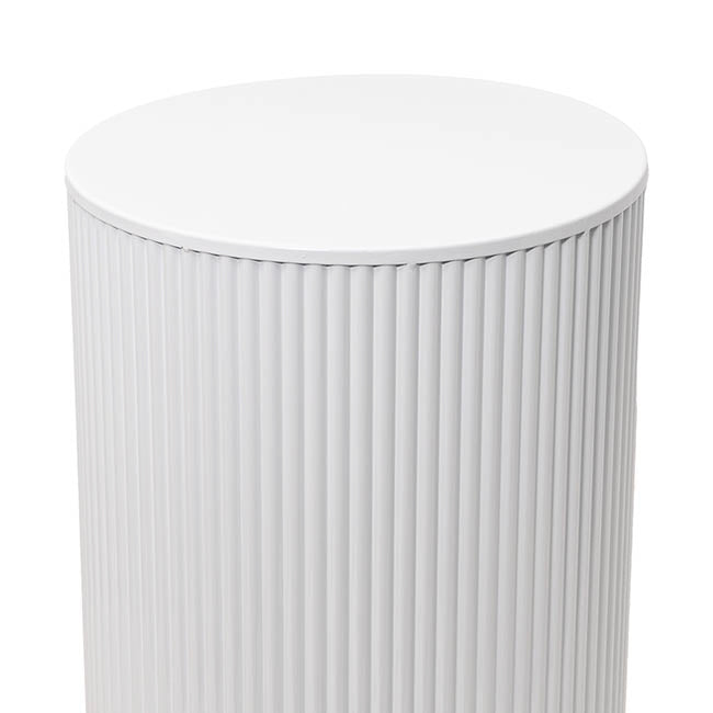 Ripple Plinth Round Metal Set 3 White (45/50/60cmH)