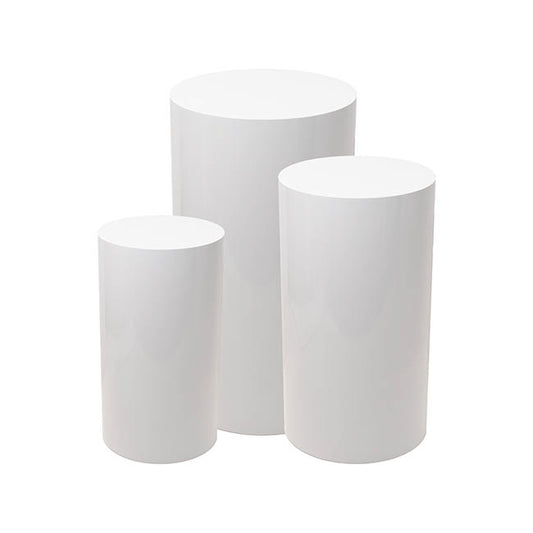 Classic Round Plinth Metal Set 3 White (50/55/60cmH)
