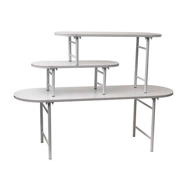 Display Table 3 Tier Metal White (106cmH)