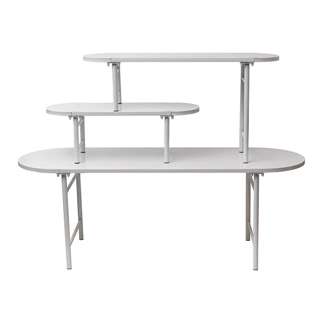 Display Table 3 Tier Metal White (106cmH)