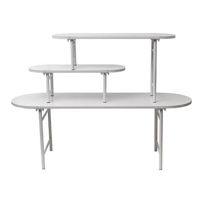 Display Table 3 Tier Metal White (106cmH)