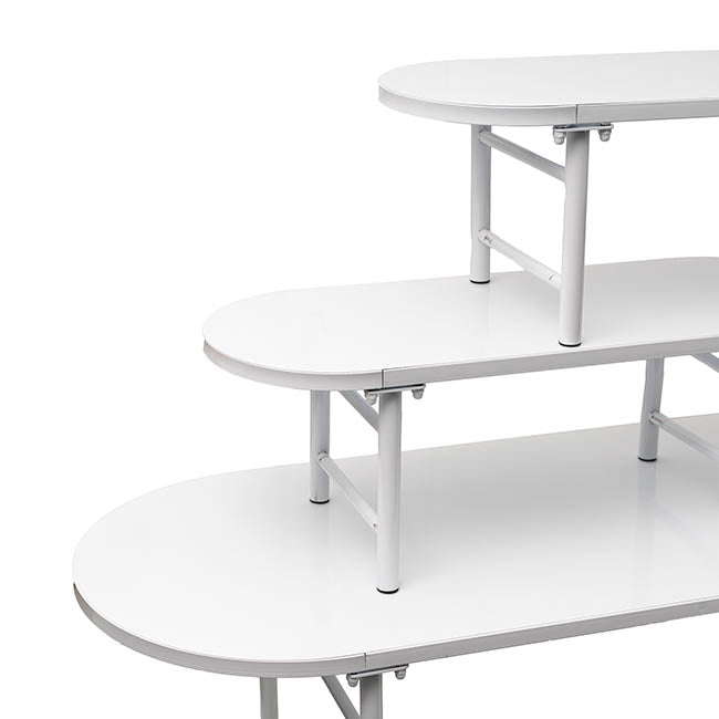 Display Table 3 Tier Metal White (106cmH)