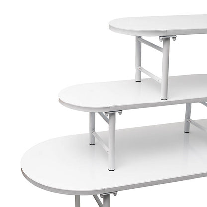 Display Table 3 Tier Metal White (106cmH)