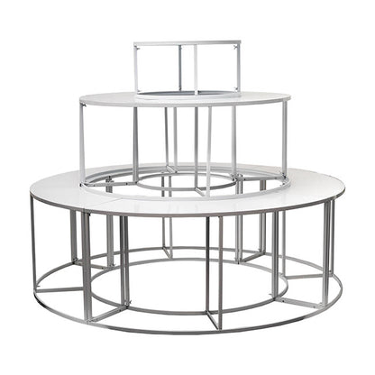 Display Stand Large 3 Tier Metal White (180cmDx140cmH)