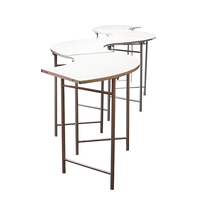 Curved Display Table Metal Set 4 White (80cmH)
