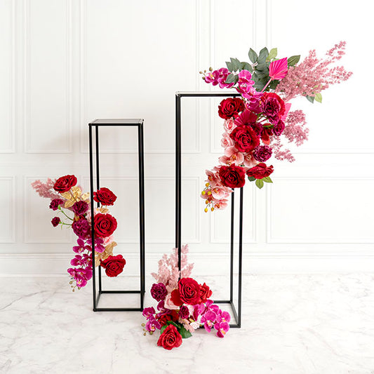 Metal Centrepiece Flower Table Stand KD Black (25x25x95cmH)