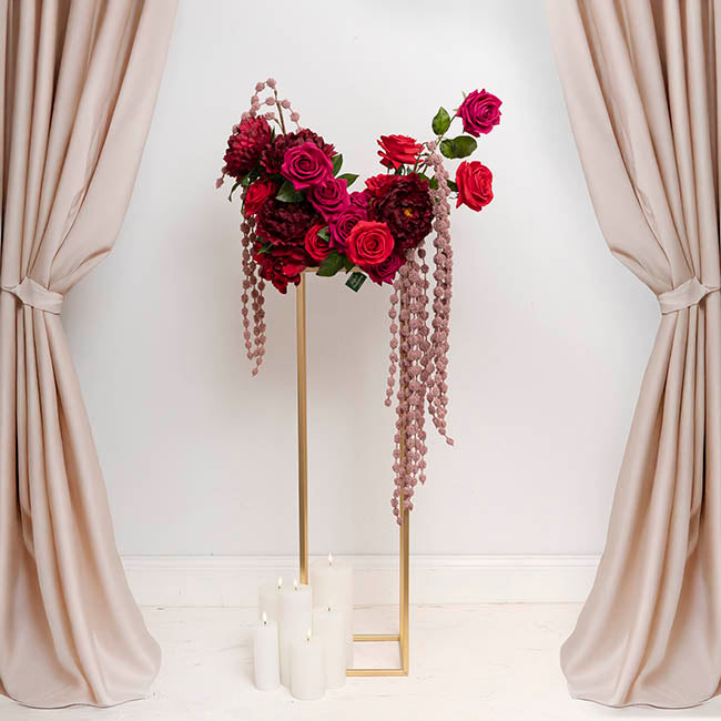 Metal Centrepiece Flower Table Stand KD Gold (25x25x95cmH)