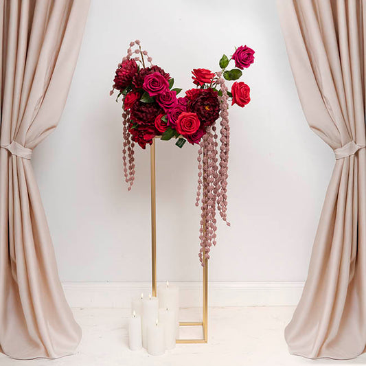 Metal Centrepiece Flower Table Stand KD Gold (25x25x95cmH)