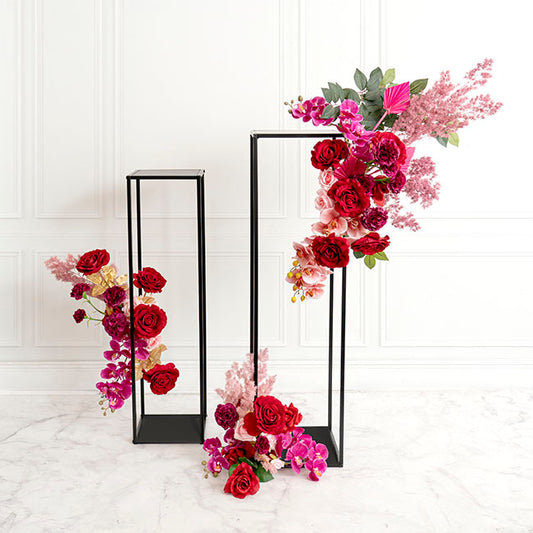 Metal Centrepiece Flower Table Stand KD Black (30x30x110cmH)