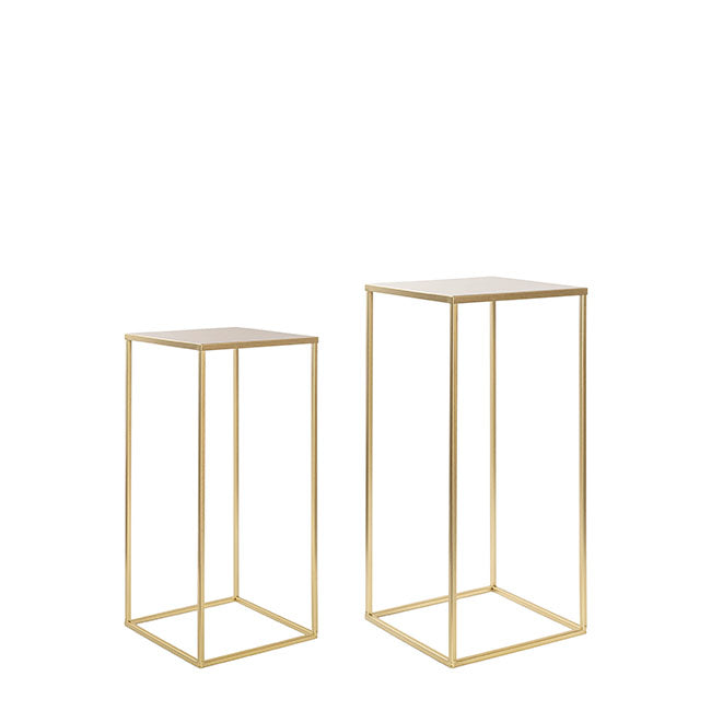 Metal Centrepiece Table Stand Set 2 Gold (65cmH & 50cmH)