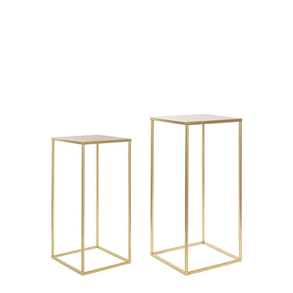 Metal Centrepiece Table Stand Set 2 Gold (65cmH & 50cmH)