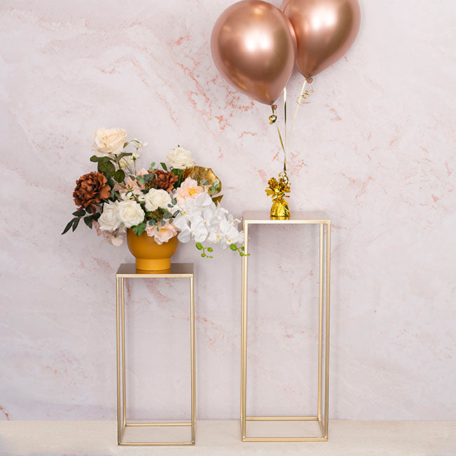Metal Centrepiece Table Stand Set 2 Gold (65cmH & 50cmH)