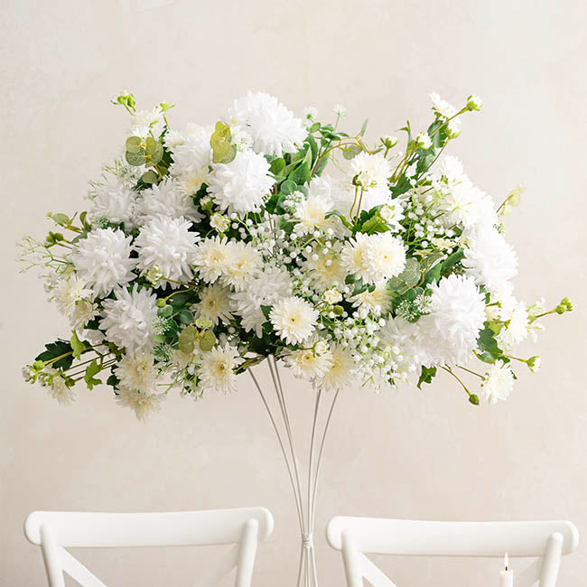 Metal Geometric Centrepiece Flower Stand White (20cmDx66cmH)