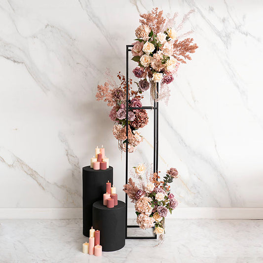 Tall Metal Flower Stand Black (33x200cmH)