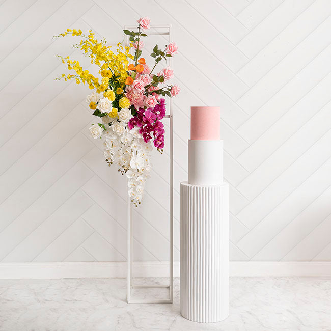 Tall Metal Flower Stand White (33x200cmH)