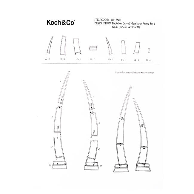 Backdrop Curved Metal Arch Frame Set 2 White (175cmH&200cmH)