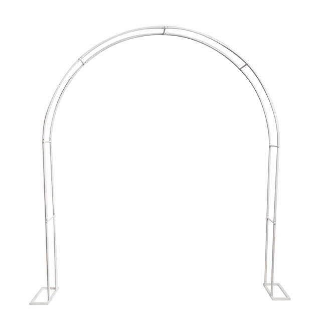 Wedding Metal Arch Curved Double Layer White (210x40x210cmH)