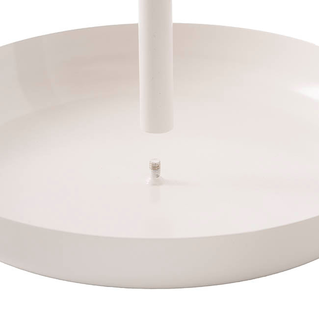 Cake Plate w Handle Metal Set 2 White (25cmD & 29cmD)