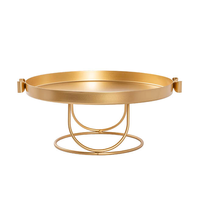 Cake Display Stand w Bow Gold (30cmDx13.5cmH)