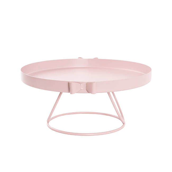 Cake Display Stand w Bow Pink (30cmDx13.5cmH)