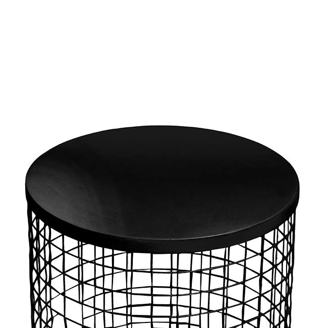 Circular Mesh Plinth Set 2 Black (28x80cmH & 30x90cmH)