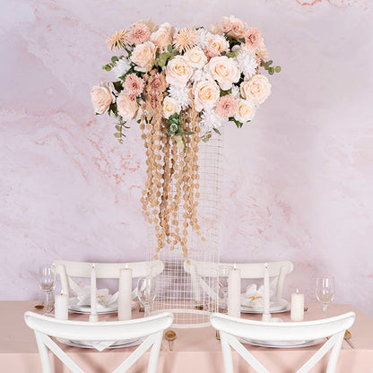 Circular Mesh Plinth Set 2 White (28x80cmH & 30x90cmH)