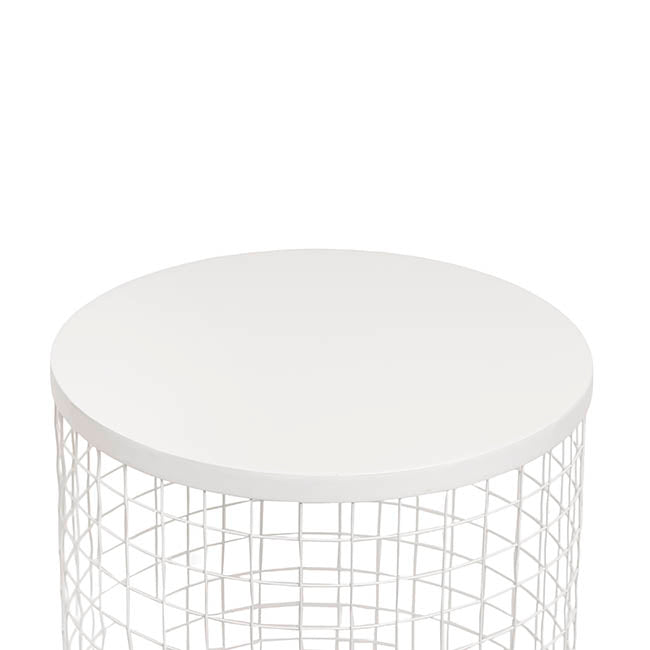 Circular Mesh Plinth Set 2 White (28x80cmH & 30x90cmH)