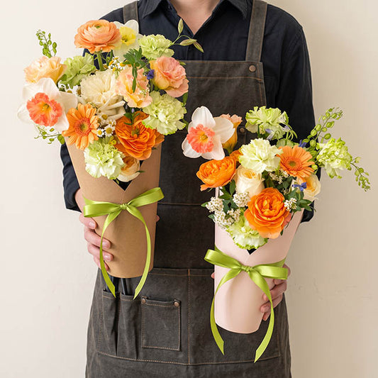 Flower Bouquet Conical Paper Vase Med Pink Pk5 (14x7x22Hcm)