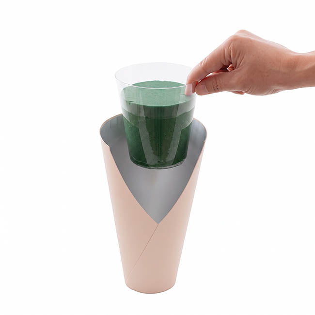 Flower Bouquet Conical Paper Vase Med Pink Pk5 (14x7x22Hcm)