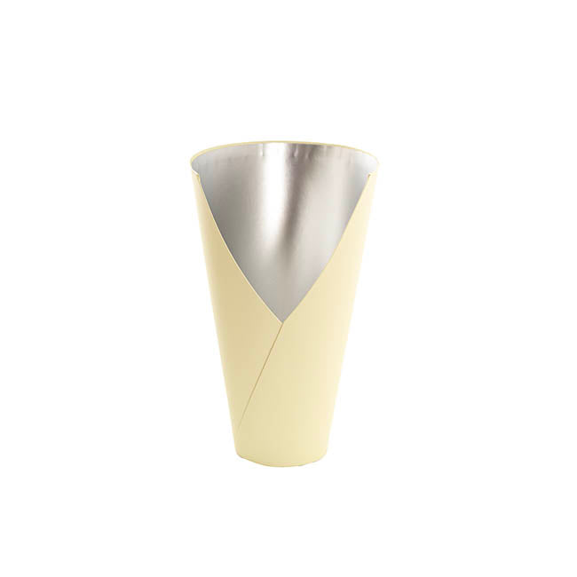 Flower Bouquet Conical Paper Vase Med Ivory Pk5 (14x7x22Hcm)