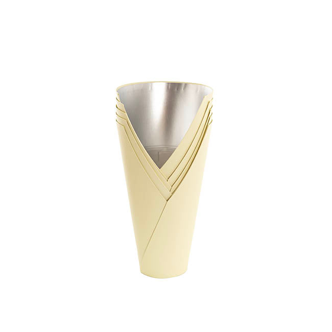 Flower Bouquet Conical Paper Vase Med Ivory Pk5 (14x7x22Hcm)