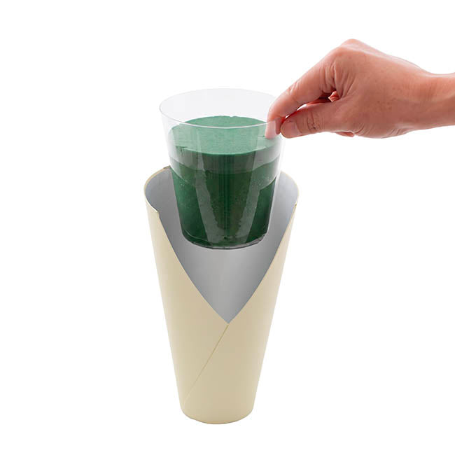 Flower Bouquet Conical Paper Vase Med Ivory Pk5 (14x7x22Hcm)
