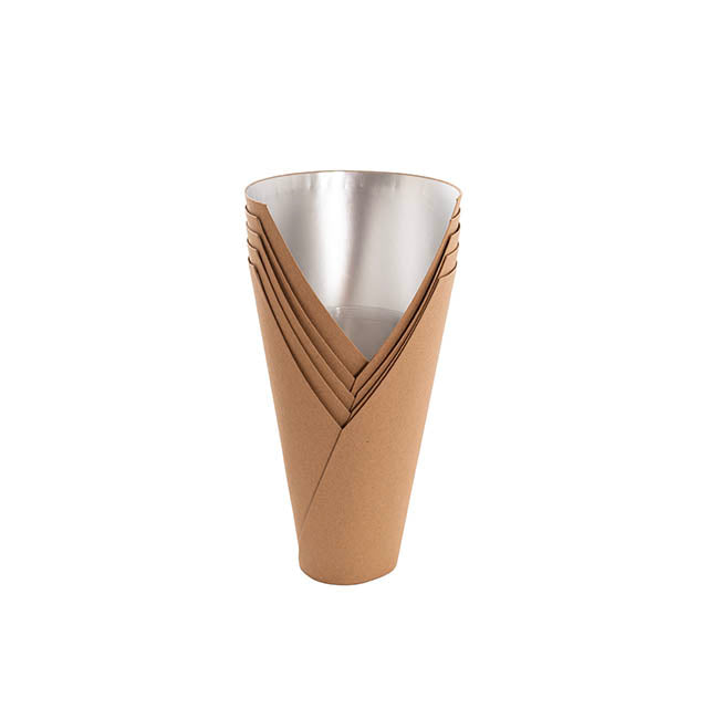 Flower Bouquet Conical Paper Vase Med Kraft Pk5 (14x7x22Hcm)