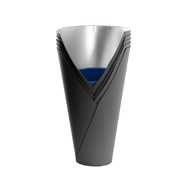 Flower Bouquet Conical Paper Vase Lge Black Pk5 (18x9x30Hcm)