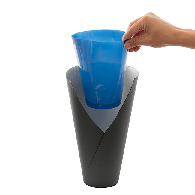 Flower Bouquet Conical Paper Vase Lge Black Pk5 (18x9x30Hcm)