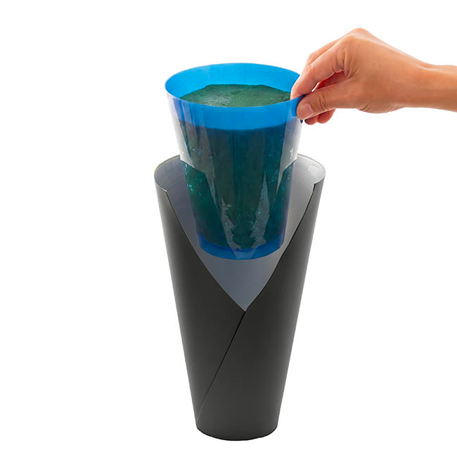 Flower Bouquet Conical Paper Vase Lge Black Pk5 (18x9x30Hcm)