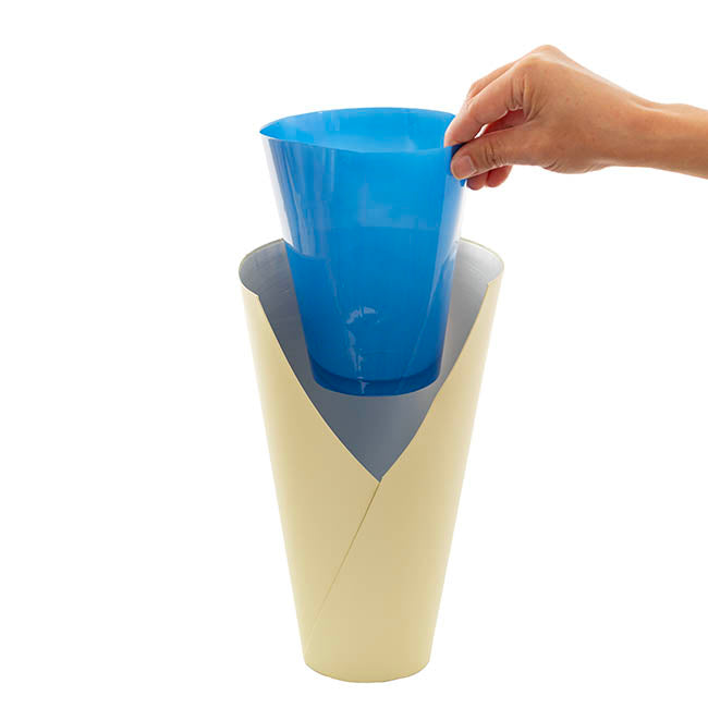 Flower Bouquet Conical Paper Vase Lge Ivory Pk5 (18x9x30Hcm)