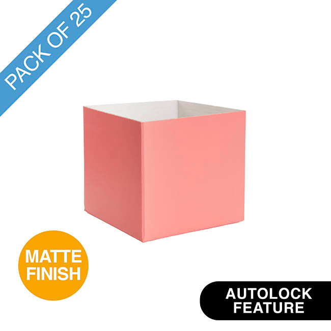 Mini Posy Box Matte Autolock Base Pk25 Deep Coral (13x12cmH)