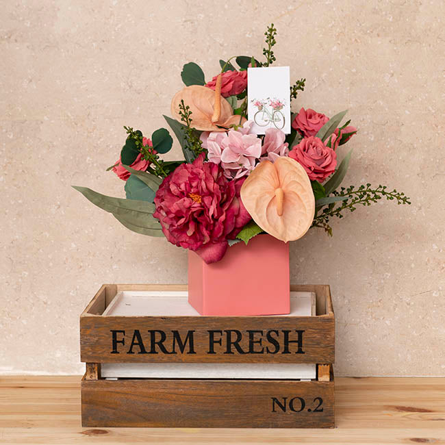 Mini Posy Box Matte Autolock Base Pk25 Deep Coral (13x12cmH)