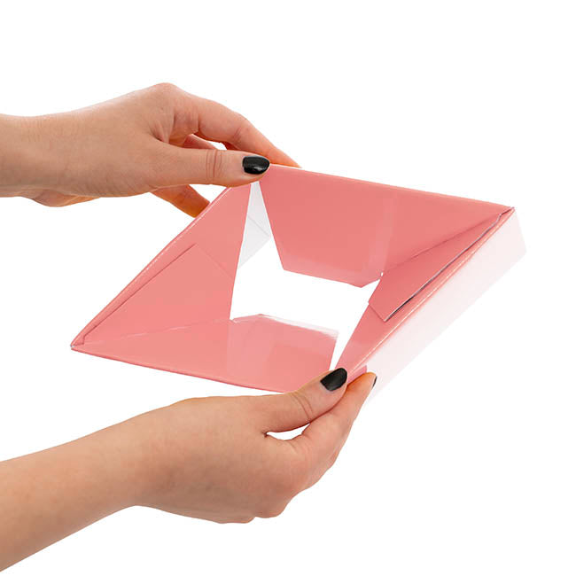 Mini Posy Box Matte Autolock Base Pk25 Deep Coral (13x12cmH)