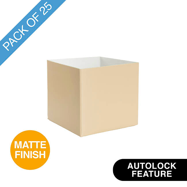 Mini Posy Box Matte Autolock Base Pk25 Ecru Nude (13x12cmH)