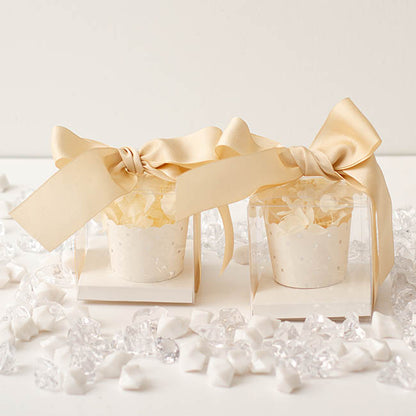 Cupcake Box Clear with Base 25mic White (80x80x80mm) Pack 10