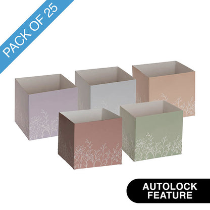 Mini Posy Box Collection Botanical on Colour Pk25 (13x12cmH)