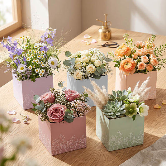 Mini Posy Box Collection Botanical on Colour Pk25 (13x12cmH)