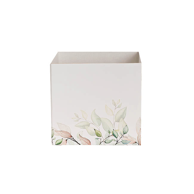 Mini Posy Box Collection Leaves White Pack 25 (13x12cmH)