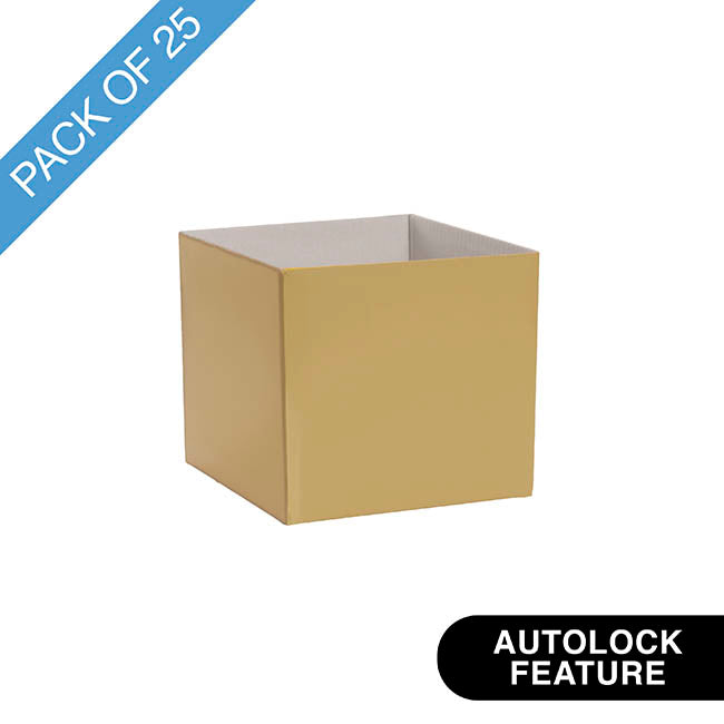 Mini Posy Box Gloss Autolock Base Pk25 Gold (13x12cmH)