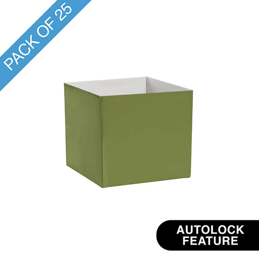 Mini Posy Box Gloss Autolock Base Pk25 Moss Green (13x12cmH)